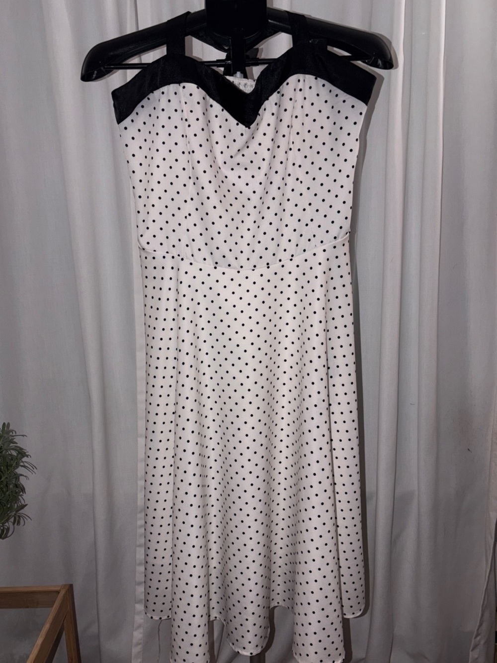 Classic Black & White Polka Dot A-Line Dress Rockabilly Pinup style